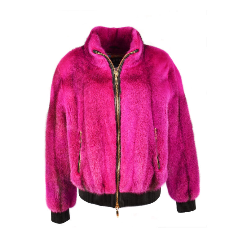 Fuxia Mink Gold Zip Front